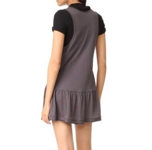 Free People Brittany Grey Ruffle Peplum Mini Dress sz S - Picture 2 of 5